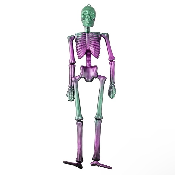 Set of 3- 2-18” Metallic Finish Purple/Green Hanging Skeltons & Skull Decoration - Picture 16 of 17